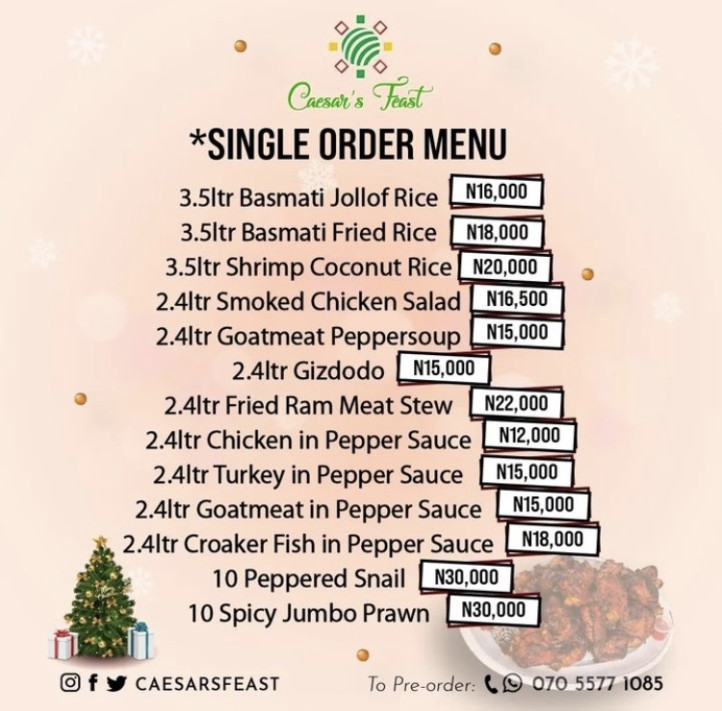 Christmas menu