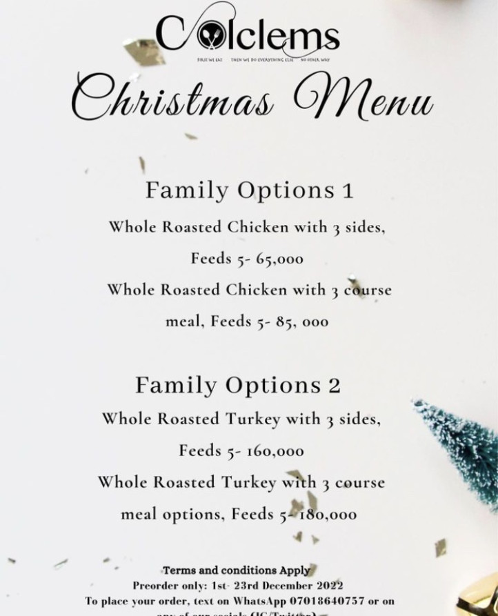 Christmas menu