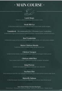 Gras Lagos Menu